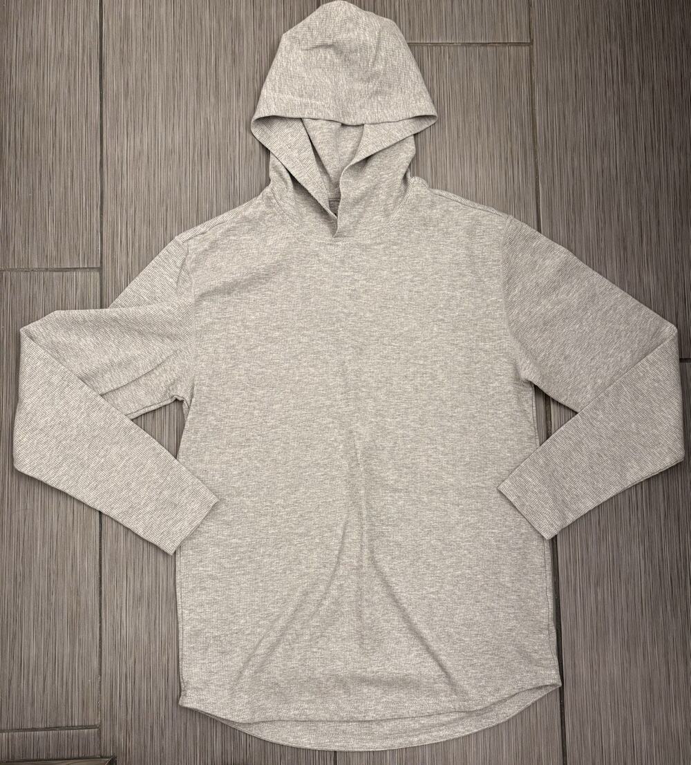 BYLT Gray Thermal Knit Long Sleeve Hooded T-shirt Men’s Size Medium